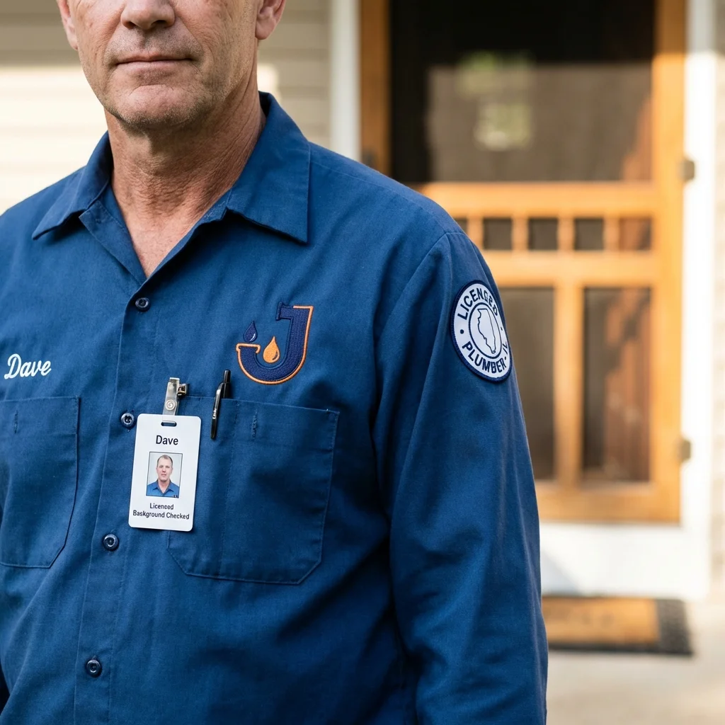 Licensed plumber showing ID badge in Moore Haven, FL