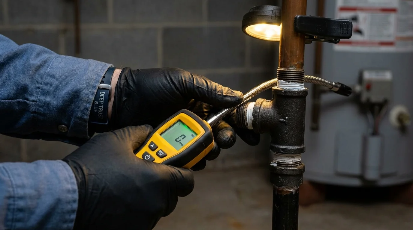 Gas leak detection with electronic sniffer by Johns Plumbing LLC in Moore Haven